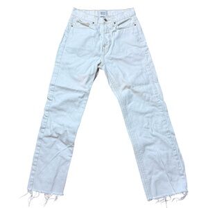 BDG White Straight Jeans with Frayed Hem